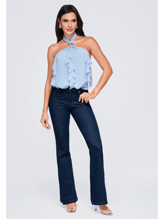 Ombre Ombre Bluzka OW-TS-E0077 Niebieski Loose Fit