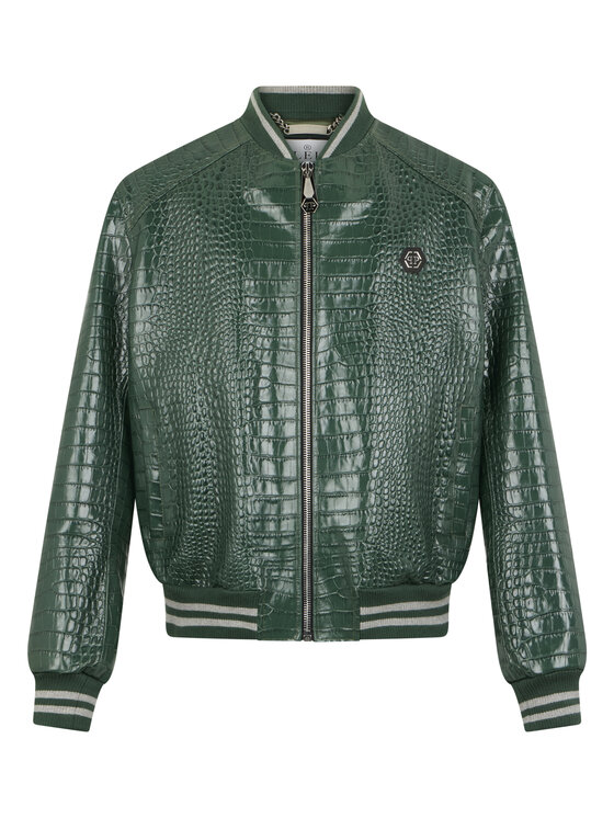 PHILIPP PLEIN PHILIPP PLEIN Kožená bunda 29073 Zelená Regular Fit