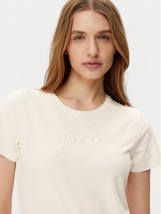 Guess Guess T-shirt O5GI02 KBBU1 Écru Regular Fit