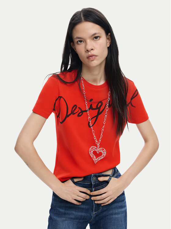 Desigual Desigual T-Shirt Florencia 26SWTK07 Czerwony Regular Fit