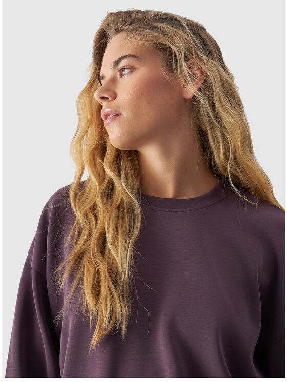 4F 4F Bluza 4FWAW24TSWSF1342 Fioletowy Oversize