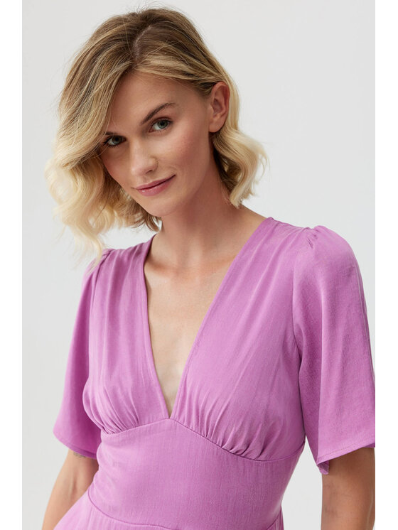 Lunedi Lunedi Sukienka codzienna Romatica Maxi z Tancelu i Wiskozy Spring Crocus Fioletowy Regular Fit