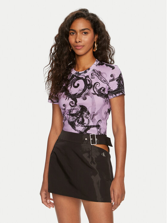 Női Póló Versace Jeans Couture, Méret: XS, Lila, 76HAH6D8
