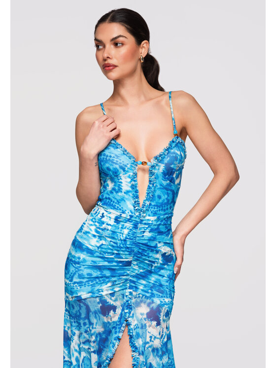 Ombre Ombre Sukienka wieczorowa LA-OM-DLR314 Niebieski Slim Fit