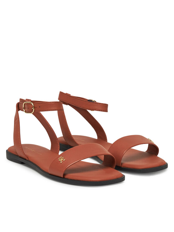 Tommy Hilfiger Tommy Hilfiger Sandale Ankle Strap Leather Sandal FW0FW08422 Smeđa