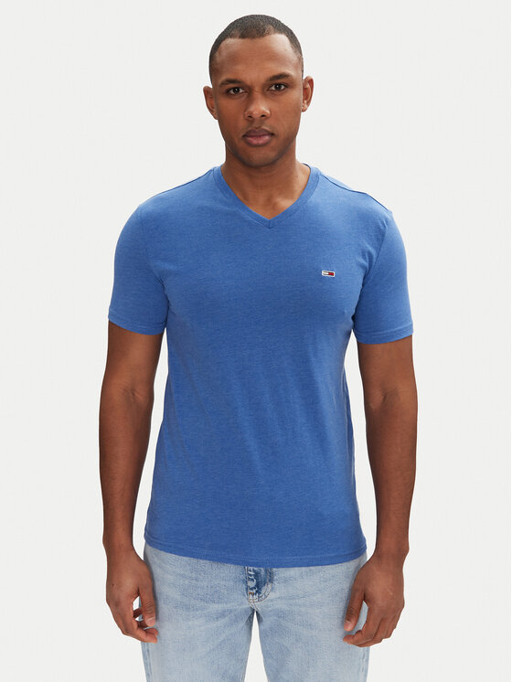 Męski T-Shirt Tommy Jeans, Rozmiar XXL, Niebieski, Jaspe DM0DM20364