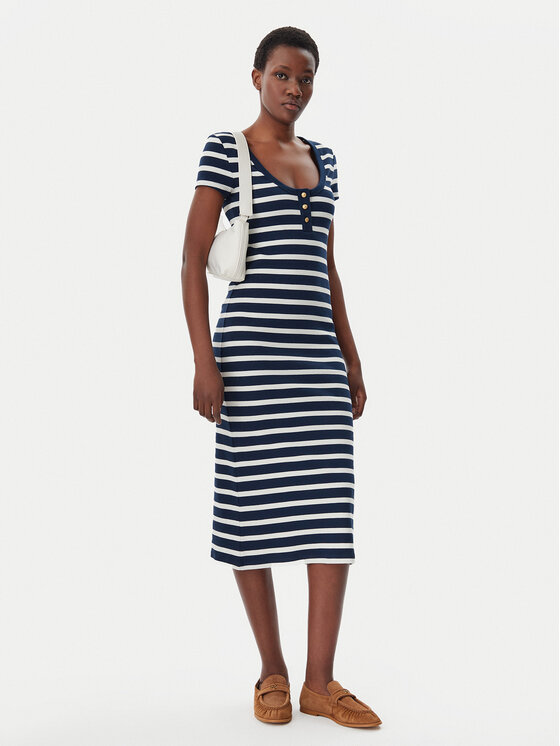 Tommy Hilfiger Tommy Hilfiger Kleid für den Alltag Henley WW0WW43864 Dunkelblau Slim Fit