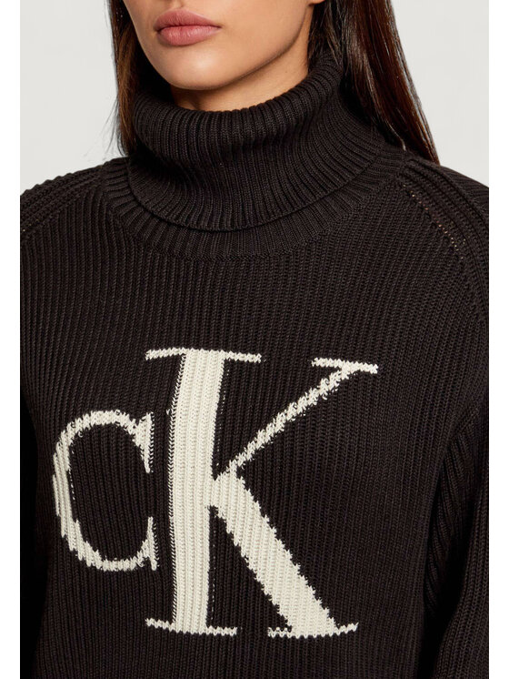Calvin Klein Jeans Calvin Klein Jeans Πουλόβερ BLOWN UP CK LOOSE SWEATER CONTRA Μαύρο Loose Fit