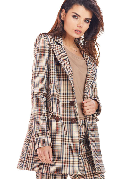 Awama Awama Marynarka A364 Brązowy Basic Fit
