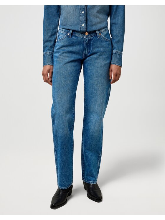 Wrangler Wrangler Jeansy Low Rise Cowboy Niebieski Straight Leg