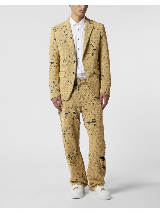PHILIPP PLEIN PHILIPP PLEIN Marynarka 29058 Beżowy Regular Fit