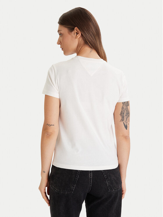 Tommy Jeans Tommy Jeans T-Shirt Party Flag DW0DW21965 Écru Regular Fit