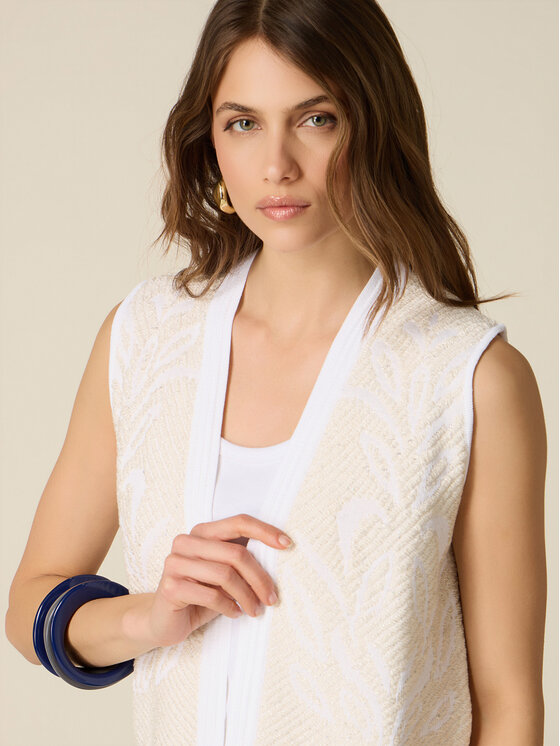 Oltre Oltre Sweter M428J005681N011 Biały Boxy Fit