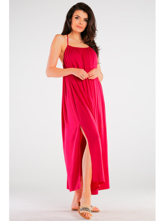 Awama Awama Sukienka letnia A428 Fioletowy Basic Fit