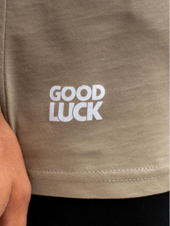 Good Luck Good Luck T-Shirt Koszulka Męska Z Krótkim Rękawem Szara / Jasna Beżowa GOOD LUCK Shoulder Pad L Szary Regular Fit