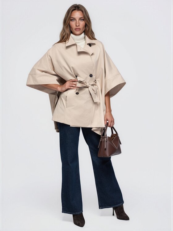 Ombre Ombre Płaszcz przejściowy OW-CT-E0020 Beżowy Oversize
