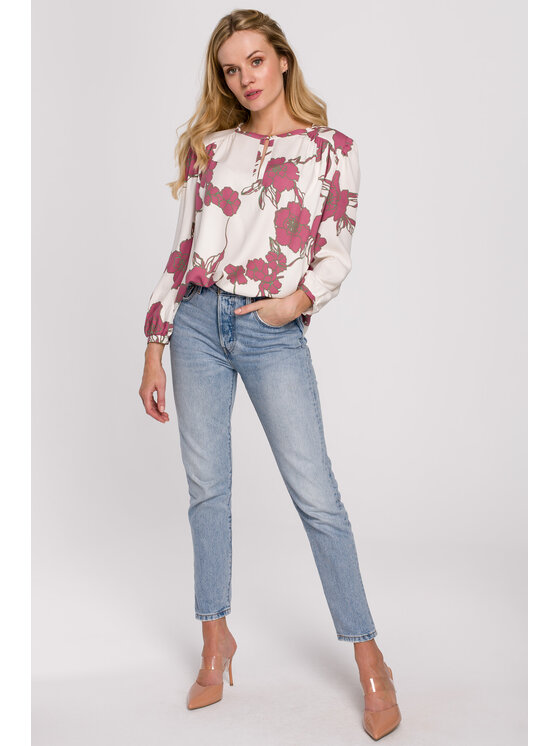 Makover Makover Bluzka K099 Czerwony Regular Fit