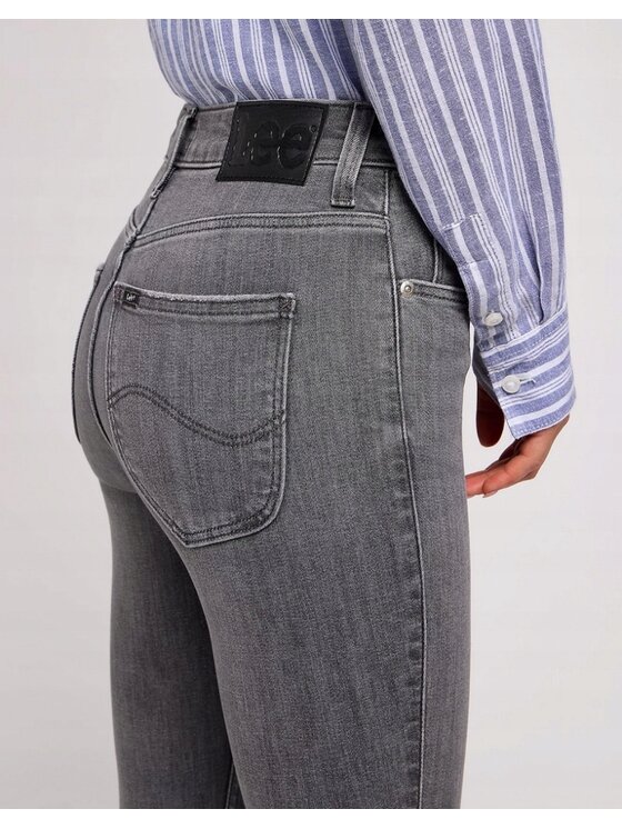 Lee Lee Jeansy Scarlett High Zip Szary Skinny Fit
