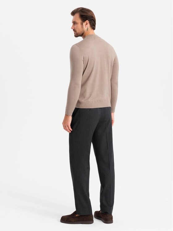 Ombre Ombre Sweter OM-SWTN-0125 Beżowy Regular Fit