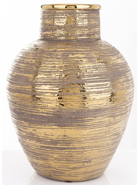 MIAhome MIAhome Wazon ceramiczny złoty, postarzany 32x24x24 cm JULITTA Złoty