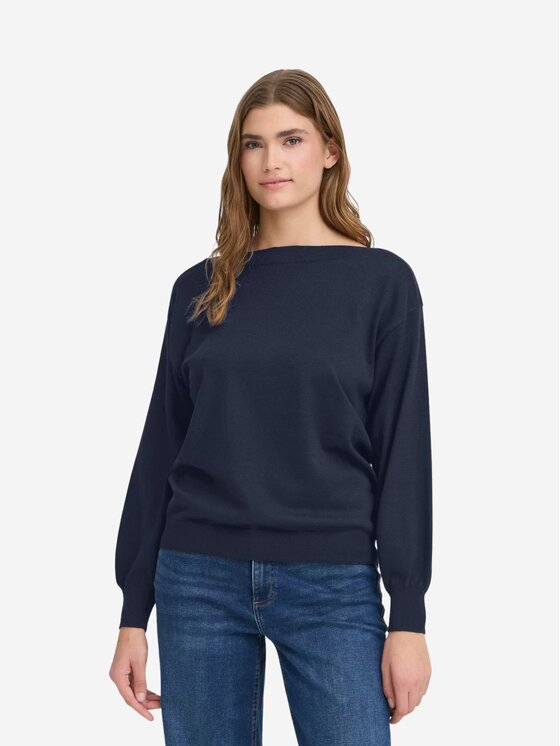 ICHI ICHI Πουλόβερ IHLULS BOAT NECK LS Μπλε Loose Fit