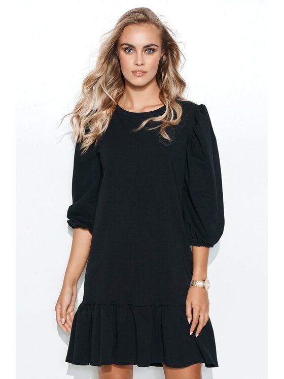 Makadamia Makadamia Sukienka codzienna M709 Czarny Oversize