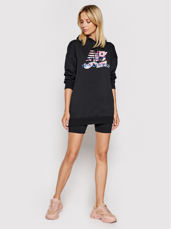 New Balance New Balance Majica dugih rukava Athletics Erin Loree Hoodie WD11506 Crna Oversize