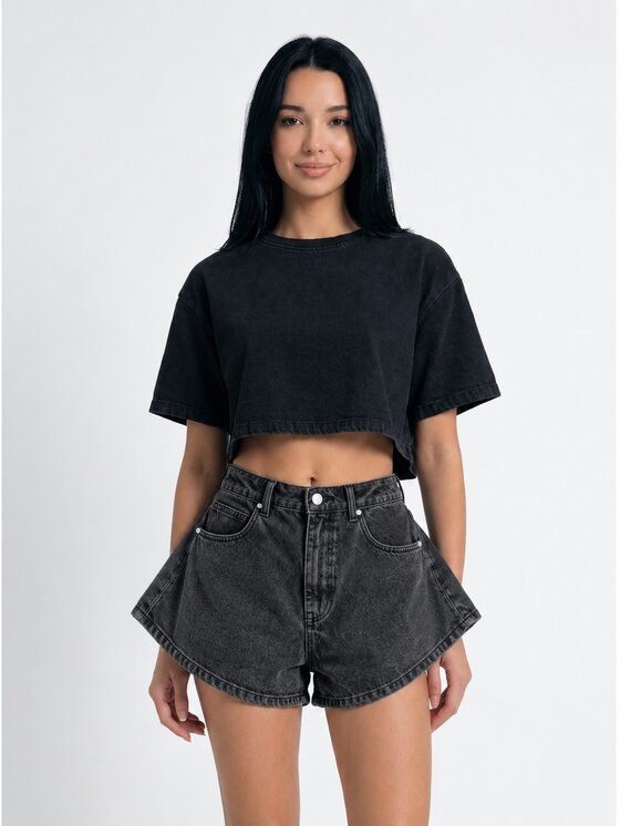 MissDenim MissDenim Szorty jeansowe Skorts Szary ciemny Regular Fit