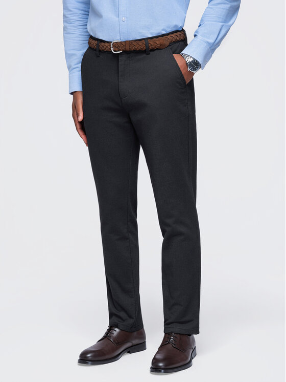 Ombre Ombre Chinosy OM-PACP-0308 Szary ciemny Slim Fit