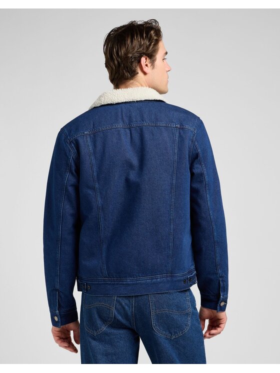Lee Lee Kurtka jeansowa SHERPA JACKET Niebieski Regular Fit