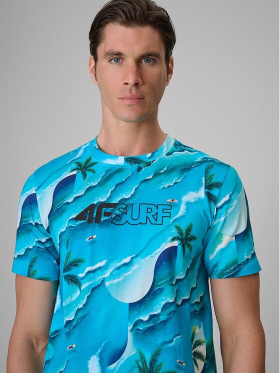 4F 4F Tričko CATCH THE WAVE Svetlo modrá Regular Fit