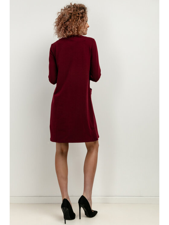 Tessita Tessita Sukienka dzianinowa T412/9/XL-XXL Bordowy Relaxed Fit