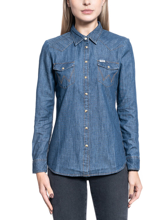 Wrangler Wrangler Camicia LS DENIM SHIRT Blu Slim Fit