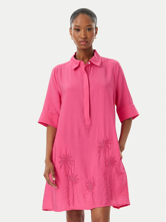 LOLA CASADEMUNT LOLA CASADEMUNT Рокля тип риза LS2616034 Тъмнорозов Relaxed Fit