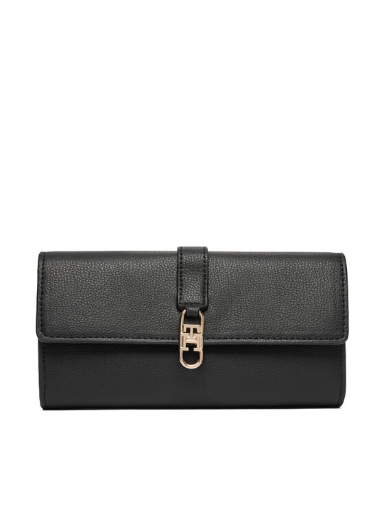 Tommy Hilfiger Tommy Hilfiger Портфейл Th Libre Large Flap Wallet AW0AW18935 Черен