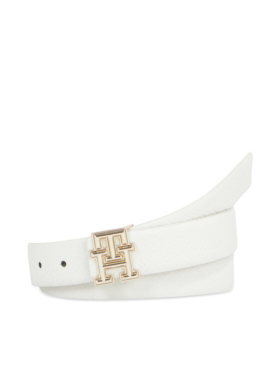 Tommy Hilfiger Tommy Hilfiger Dámsky opasok Th Logo Bombe Rev 3.0 AW0AW16019 Biela