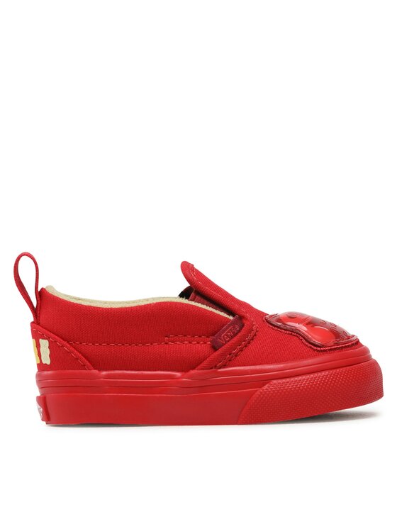 Solid red vans slip ons store