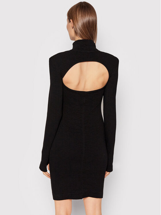 Vestito di maglia Lizea RM874 Nero Slim Fit