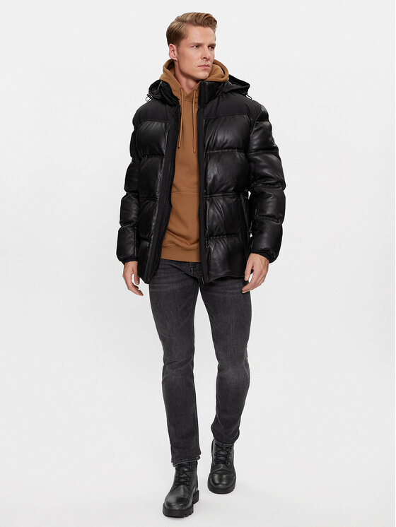 BOSS Boss Кожено яке Joholo 50498488 Черен Relaxed Fit