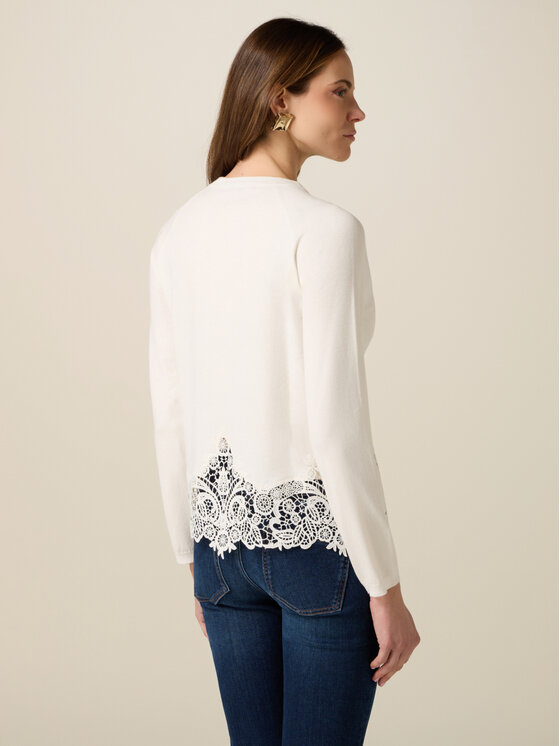 Oltre Oltre Sweter M031J005333N021 Biały Regular Fit