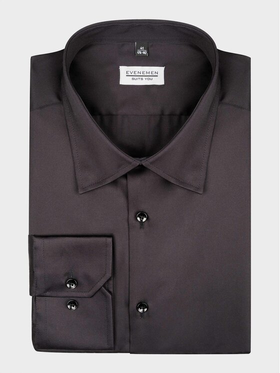 Evenemen Evenemen Koszula SATIN Czarny Slim Fit