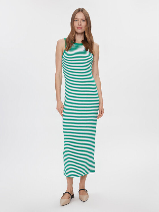 Tommy Hilfiger Rochie de vară WW0WW41996 Verde Slim Fit