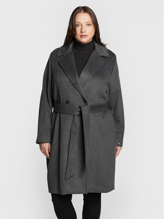 Cappotto di lana Blend WW0WW34312 Grigio Regular