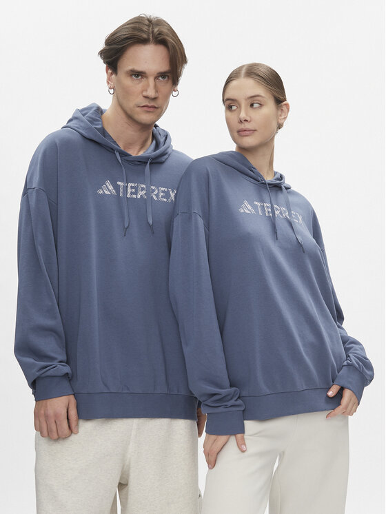 adidas Bluză Terrex Large Logo Hoodie (Gender Neutral) HT2111 Albastru Loose Fit