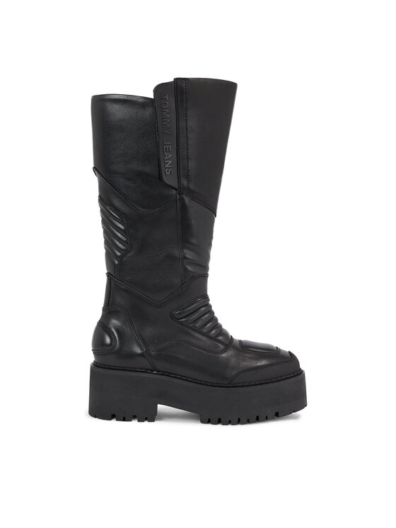 Cizme Tommy Jeans Tjw Long Shaft Biker EN0EN02376 Negru