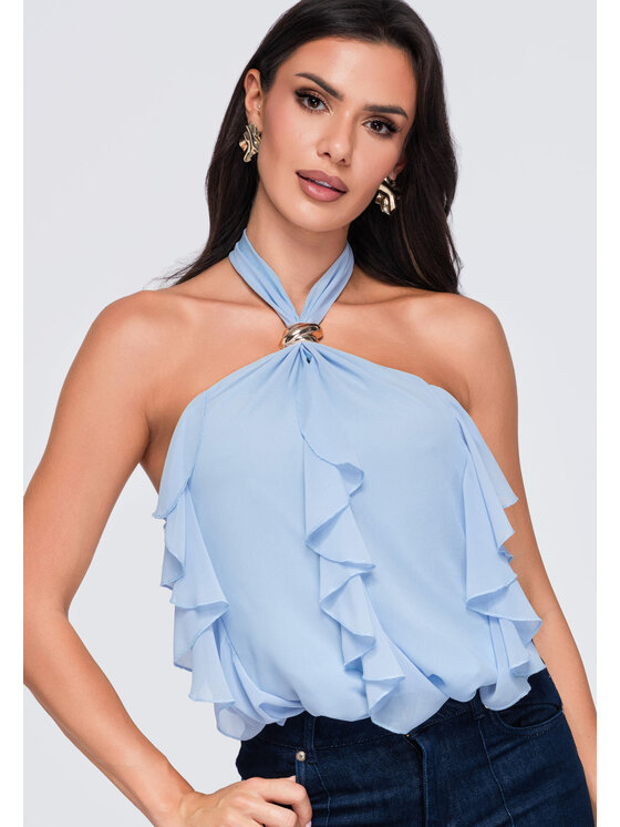 Ombre Ombre Bluzka OW-TS-E0077 Niebieski Loose Fit