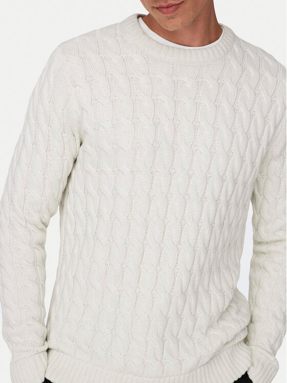 Only & Sons Only & Sons Sweter 22026504 Écru Regular Fit