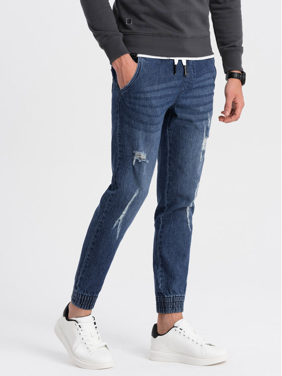 Ombre Ombre Jeansy OM-PADJ-0150 Modrá Slim Fit
