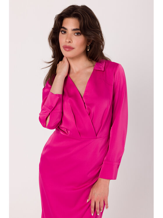Makover Makover Každodenné šaty K172 Ružová Modern Fit