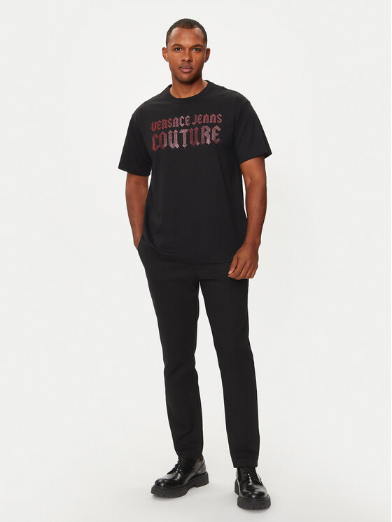 Versace Jeans Couture Versace Jeans Couture Marškinėliai 77GAHL00 Juoda Regular Fit